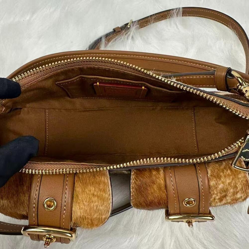 Coach Ashton Shoulder Bag In Haircalf With Cow Print Gold/Cow Multi CDW47 NWT - Picture 9 of 10